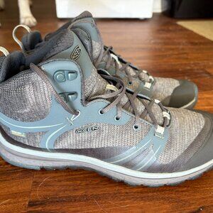 Keen Waterproof Terradora Mid Womens Size 10.5 Grey Blue Lace Up Hiking Boots